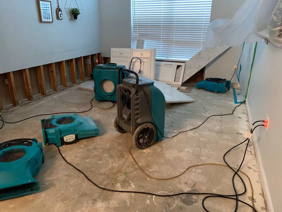 Dehumidifier in flood-cut room for Water Extraction & Removal in Cedar Grove
